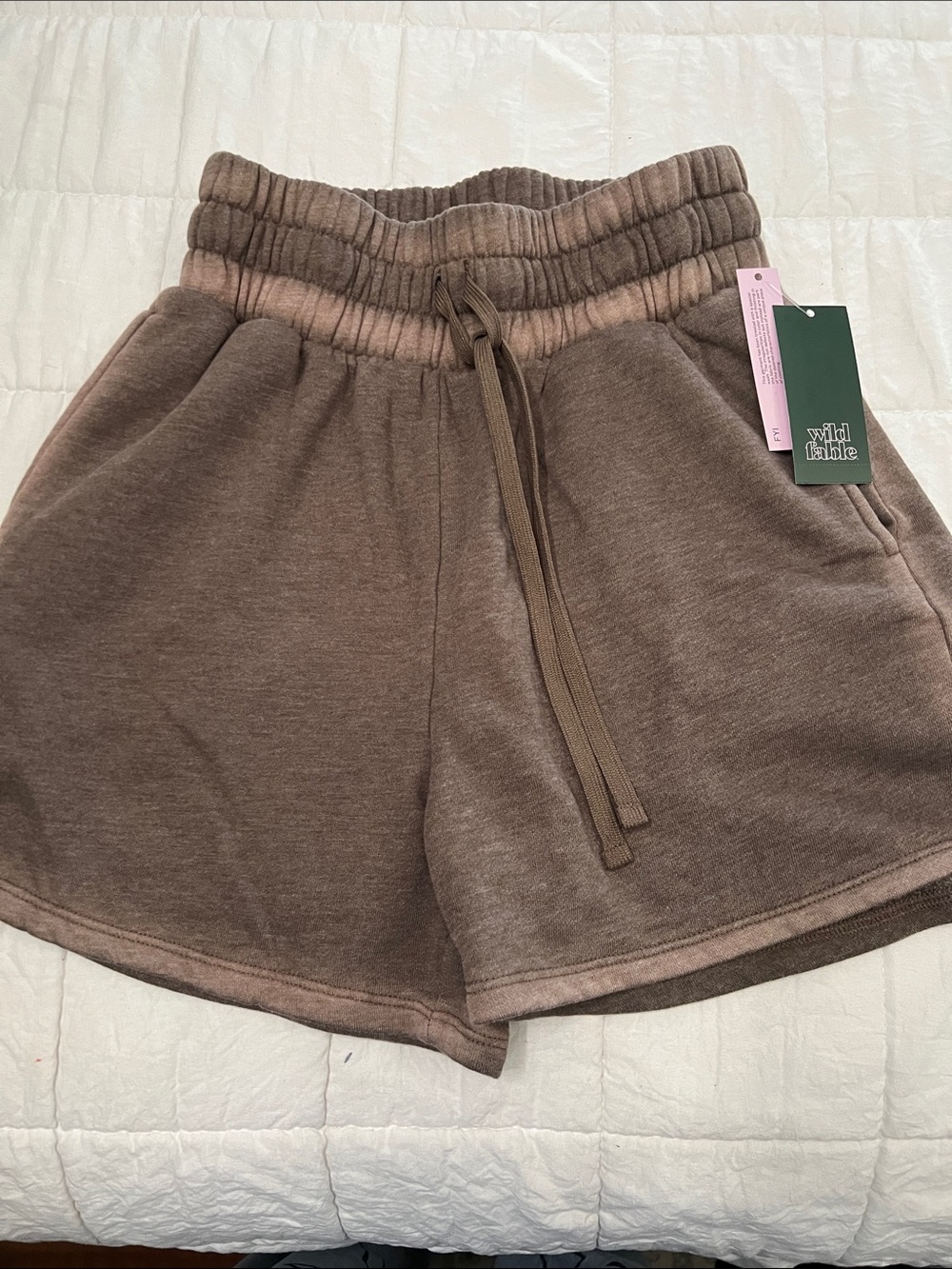 wild fable Brown Drawstring high-Waist Athletic Shorts